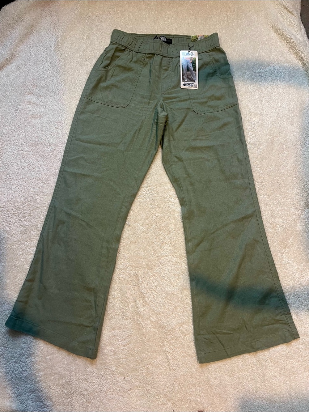 Rewash Sage Green Relaxed Wide-Leg Pants - Picture 4 of 6